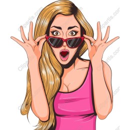 Surprised Woman with Red Sunglasses