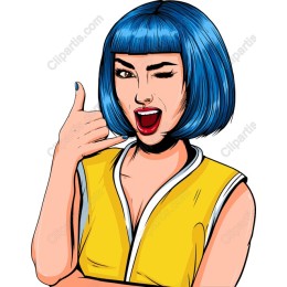 Confident Blue-Haired Woman