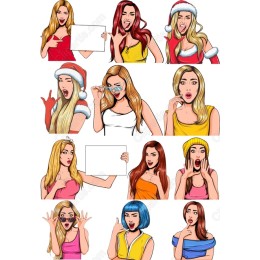  Emoji Set: Expressive Women Cliparts