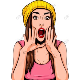 Surprised Woman in Yellow Beanie