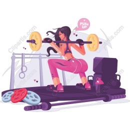 Empowering Fitness - Strong Woman Squatting in Gym