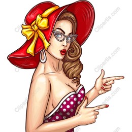 Chic Retro Glamour - Fashionable Woman in Red Hat