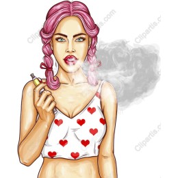 Trendy Pink-haired Girl with Vape