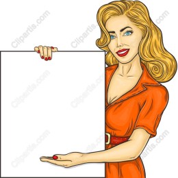 Charming Woman Holding Blank Sign