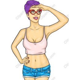 Chic Purple-Haired Woman