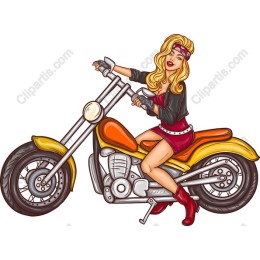 Vibrant Woman on Motorcycle