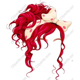 Whimsical Red Curly Hair with Polka Dot Bow