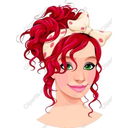 Chic Red-Haired Woman with Polka Dot Bow