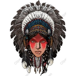 Native American Woman with Feathered Headdress