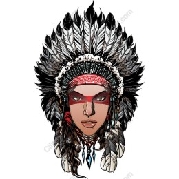 Native American Woman with Feathered Headdress