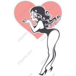 Playful Pin-Up Girl Blowing a Kiss