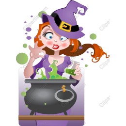 Whimsical Witch Brewing Potion