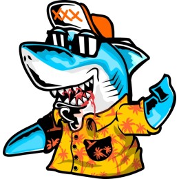 Vibrant Shark in Hawaiian Shirt