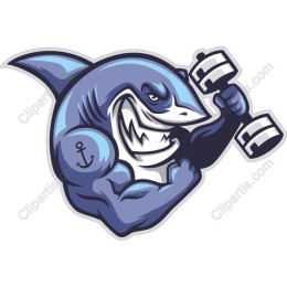 Muscular Shark Lifting Dumbbells