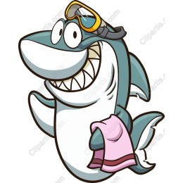 Cute Cartoon Shark with Snorkel and Towel