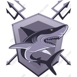 Fierce Shark Emblem with Tridents