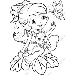 Whimsical Girl and Fox Coloring