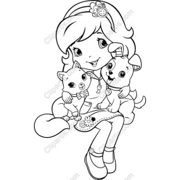 Joyful Girl with Pets
