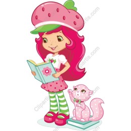 Strawberry Delight: Playful Girl and Cat