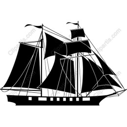 Classic Sailing Ship in Black and White