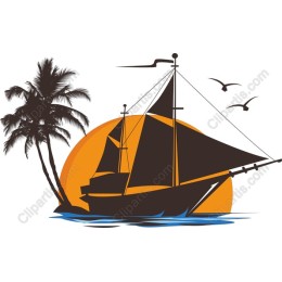 Nautical Sunset Sailing Ship