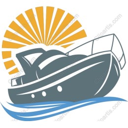 Stylized Boat with Sunburst