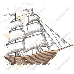 Classic Hand-Drawn Sailing Ship
