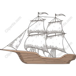 Classic Hand-Drawn Sailing Ship