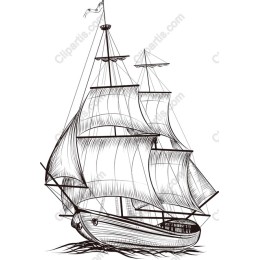 Classic Hand-Drawn Sailing Ship