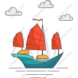 Vibrant Red Sailboat