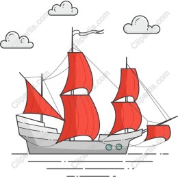 Classic Red Sailboat