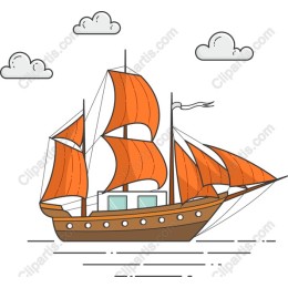 Vibrant Orange Sailboat