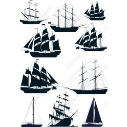 Set of Vintage Sailing Ship