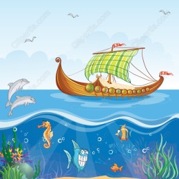 Sailing Adventure: Vibrant Ship and Marine Life