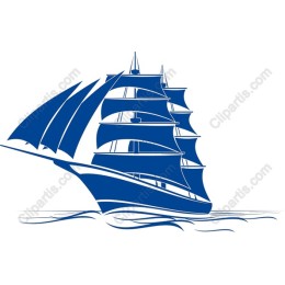 Classic Blue Sailing Ship