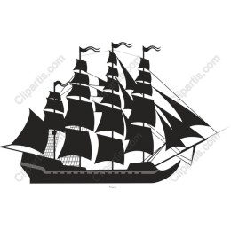 Classic Black & White Sailing Ship