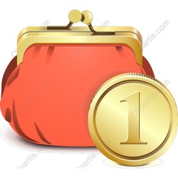 Stylish Red Wallet and Gold Coin