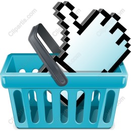 Shopping Basket with Pixel Hand Cursor