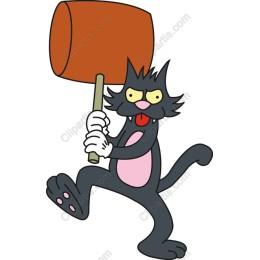 Cartoon Cat Wielding Mallet