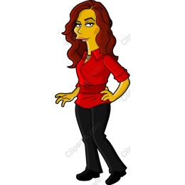 Chic Modern Character in Red Blouse