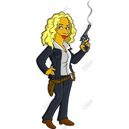 Confident Blonde Character with Revolver