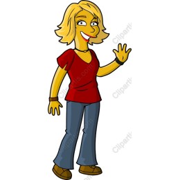 Cheerful Cartoon Woman