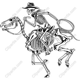 Skeleton Cowboy Riding Horse