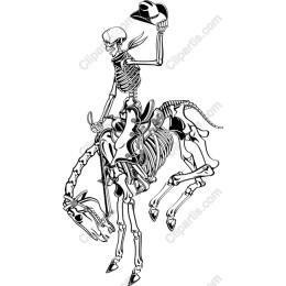 Skeleton Cowboy Riding Horse Skull