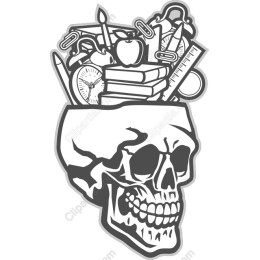 Artistic Skull with School Supplies