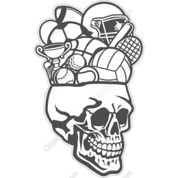 Sporty Skull with Sports Equipment