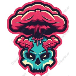 Vibrant Skull and Mushroom Cloud