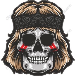 Edgy Skull with Bandana and Hair