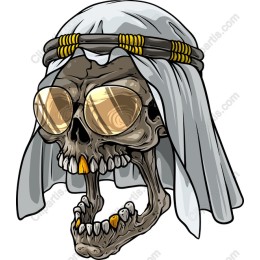 Stylized Skull with Headscarf and Sunglasses