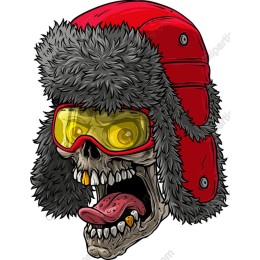 Playful Skull with Red Winter Hat